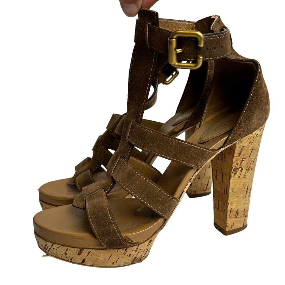 CHLOE suede leather brown Strappy platform heels shoes size 39.5 / 9.5